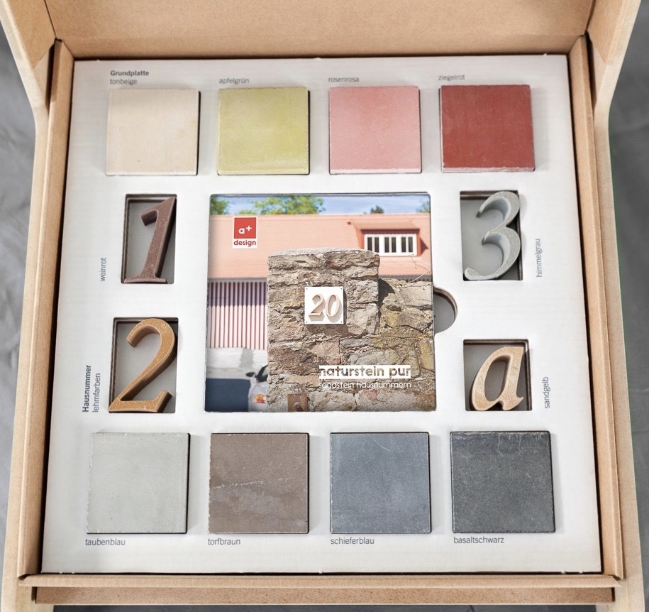 Sandstein-Hausnummer Musterbox